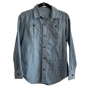 GAP Kids Large (10) Paint Denim Worker Chambray Button Up